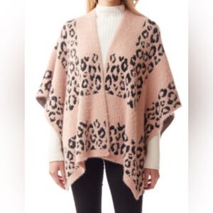 Unbranded Fuzzy Leopard Print Wrap Blush Color One Size